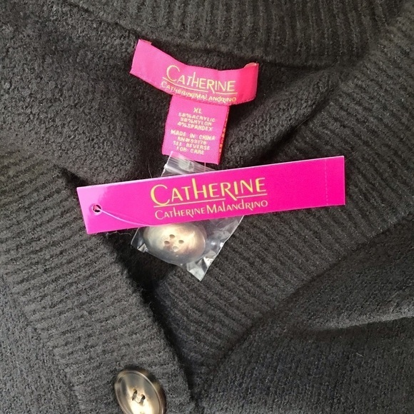 CATHERINE MALANDRINO Gray Button Up V-Neck Cardigan Size Extra Large - Picture 8 of 9